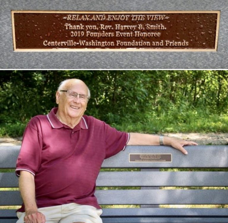 Harvey B Smith sitting on bench